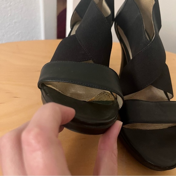 Naturalized Black High Heel Sandal Stretchy Strappy Pump 3.5 inch heel 10 - Picture 8 of 11